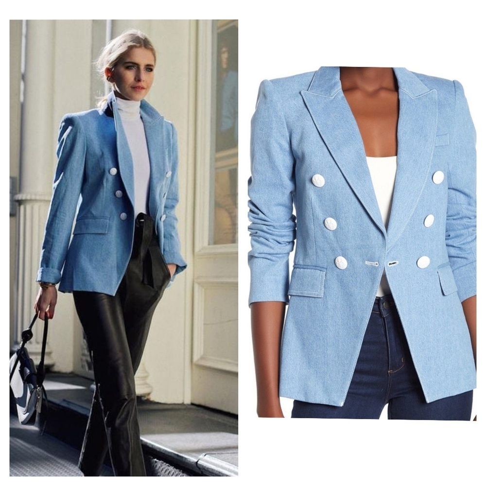 Veronica Beard Miller Dickey Jacket Denim Chambray Blue Size 0